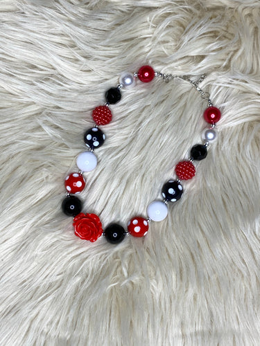 Black Red and White Bubblegum Necklace