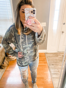 Brushed Buckle Twill Camo Top
